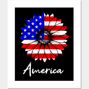 America USA Sun Flower Gift Posters and Art